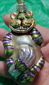 Vecchio Mondo Natale Cheshire Gatto Vetro Soffiato Ornamento Alice Wonderland 3,5" - Foto 1 di 8