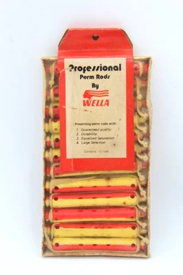 Vintage WELLA Professional Perm Rods – Yellow/Red – NOS – 12 Count #532 - Image 1 of 3