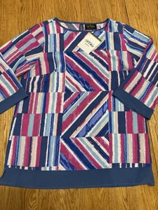 Bob Mackie Wearable Art Shirt Blouse Colorful Size Extra Small New - Picture 1 of 9