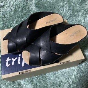Trippen Women's Wood Sandals EU39 US8 UK6 Black Leather Pre-owned - Picture 1 of 10