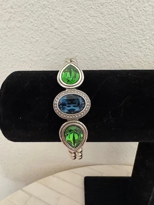 BRIGHTON HINGE BRACELET WITH BLUE AND GREEN CRYSTALS - Image 1 of 3