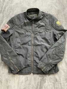 Denim & Supply Ralph Lauren Nylon Biker Moto Jacket USA Flag Patch Men Size M - Picture 1 of 14