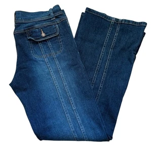 VTG Old Navy Womens Low Rise Boot Cut Flare Jeans Dark Wash Size 12 Y2K 2003 - Picture 1 of 6