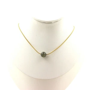 Collar 1 Perla Ágata India 8 Mm. Cadena De Acero Dorado Inoxidable. Collar F - Imagen 1 de 5