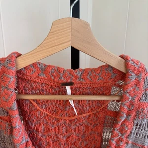 Free People Mujer Med Crotchet Tejido Naranja Tostado Rayas Boho Rústico Abuela - Imagen 1 de 7