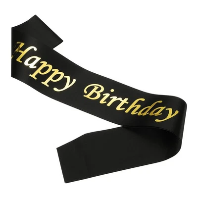 Birthday Girls Sash Glitter Birthday Sash Black with Gold Foil Lettering - Bild 1 von 4