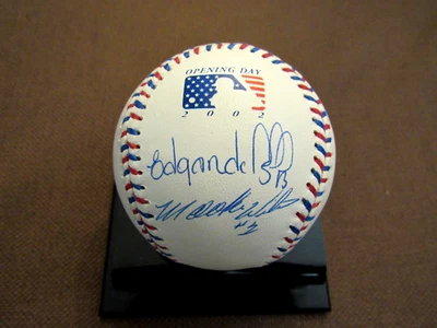 EDGARDO ALFONSO MOOKIE WILSON METS SIGNED AUTO VTG 2002 OPENING DAY BASEBALL JSA - Image 1 of 3