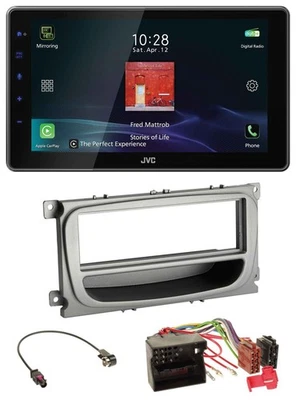 JVC DAB MP3 Bluetooth USB Autoradio für Ford Mondeo S-Max 07-14 silber Ablagefac - Bild 1 von 4
