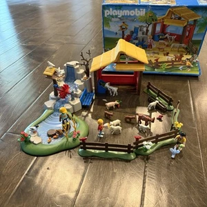 Playmobil 4851 Children's Petting Zoo w/ Waterfall & Barn 90% Complete - Picture 1 of 15