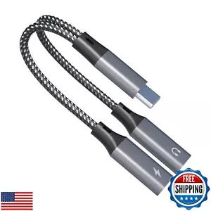 Dual USB C Headphone and Charger Adapter USB C Splitter - 2 in 1 USB C to Dua - Picture 1 of 5