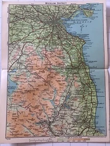 WICKLOW District, Vintage County Map 1952 Ireland Dublin Dalkey Kilcoole Atlas - Picture 1 of 5