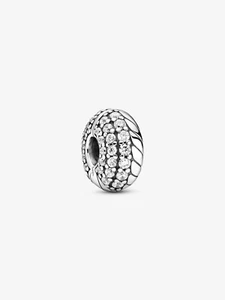 New Genuine Pandora Sparkling Pavé Snake Chain Pattern Clip Charm 799089C01 - Picture 1 of 8