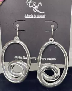 E&L Sterling Silver Electroform Earrings Made in Israel 2.5" long - Picture 1 of 3