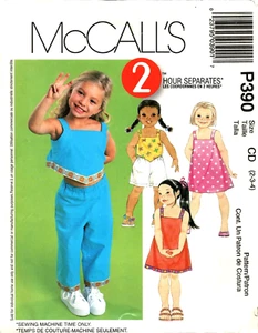 McCall's P390 ~ Sz 2-3-4 ~ Children's Dress, Top, Pull-on Capri Pants, Shorts - Picture 1 of 4