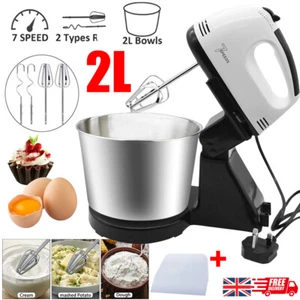 7 Speed + Cake Electric Stand Mixer Food Multi Mixing Bowl Blender Beater Dough - Picture 1 of 16