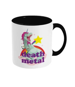 Death Metal - 11oz ceramic mug - funny - music - dinosaur - unicorn  - Picture 1 of 3