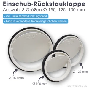 Einschub-Rückstauklappe Ø 100, 125, 150 mm, für Dunstabzug,  incl. Dichtband, - Bild 1 von 6