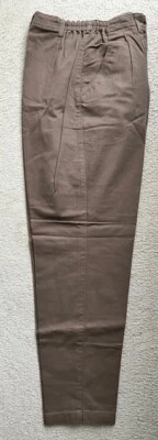 Calça de sarja Lee Taupe feminina tamanho 12M frente plissada 100% algodão ~ Nova sem etiquetas - Imagem 1 de 4