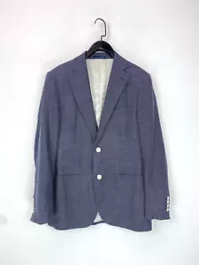 Clement Church Loro Piana Blazer Linen Tweed Blue Dotted Pattern Size 48 - Picture 1 of 11