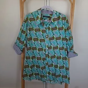 Jimmy Stuart Size 24 Shirt Button Up Front 3/4 Sleeve Abstract Print Men's - Picture 1 of 6