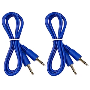 (2) Pack of Blue 3.5mm MONO TS Cables for Eurorack Modular Synth Synthesizers - Picture 1 of 3