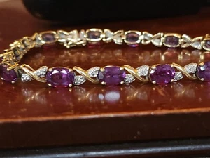 Brazalete de zafiros y diamantes Nat Crtd 10k HN Color Change Lab, 7 pulgadas 8,96 gramos - Imagen 1 de 10