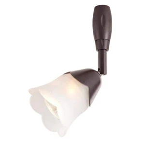 Hampton Bay Bronze Flexible Track Light Head w/ Tulip Frosted Glass Shade & Bulb - Picture 1 of 3
