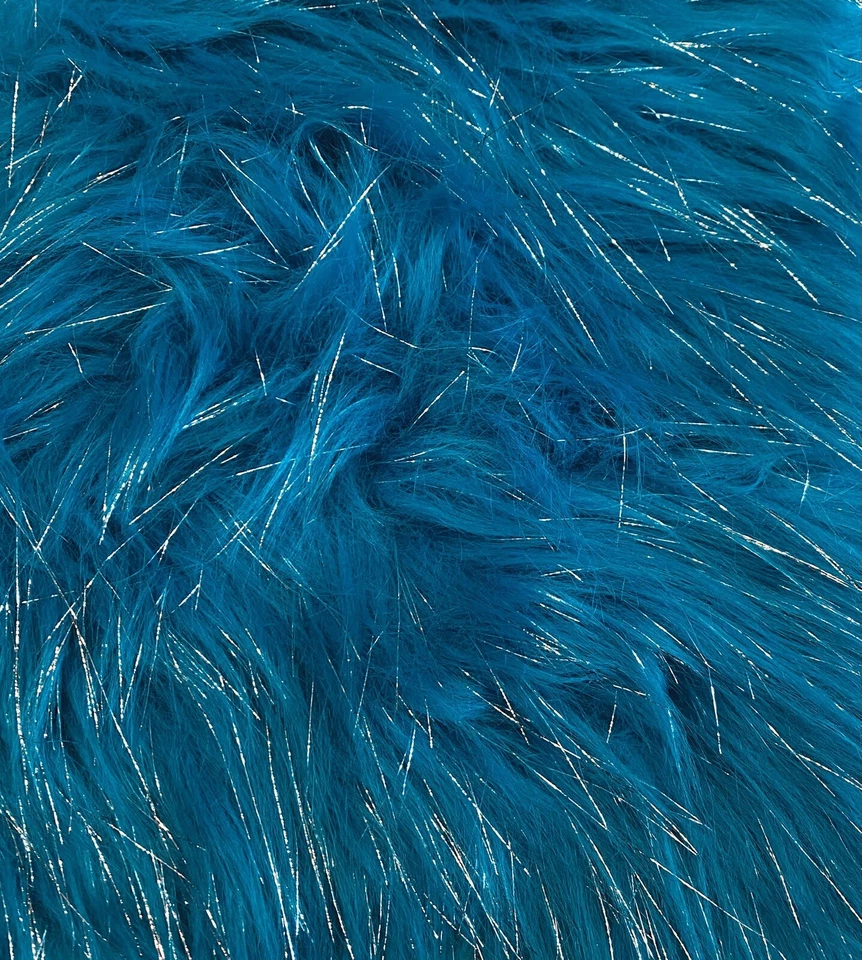 Oropel Brillante Pila Larga Piel Sintética Tela TURQUESA / 58" con / Vendido por yarda Foto 1 de 1