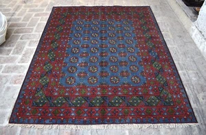 Blue Afghan Oriental Bokhara Area Rug 5x7 ft Hand Knotted Turkish Bedroom Carpet - Picture 1 of 10