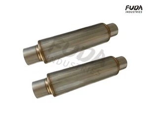 Par de silenciadores de escape de entrada/salida de 2,5"" cuerpo redondo sonido moderado - Imagen 1 de 5