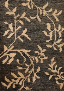 Nature Print Modern Moroccan Oriental Area Rug 5'x6' Jute Hand-knotted Carpet - Picture 1 of 12