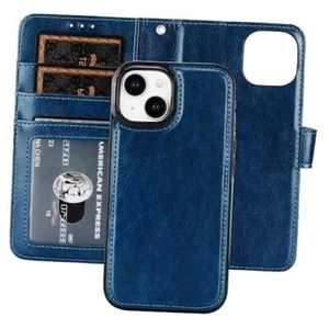 Detachable Wallet Case for iPhone 15 RFID Blocking Card Slots Holder Blue - Picture 1 of 7