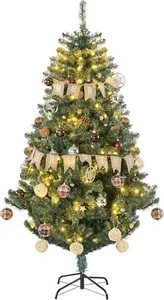 Árbol de Navidad artificial preiluminado HOMCOM 6 pies decoración navideña luces LED blancas cálidas - Imagen 1 de 6