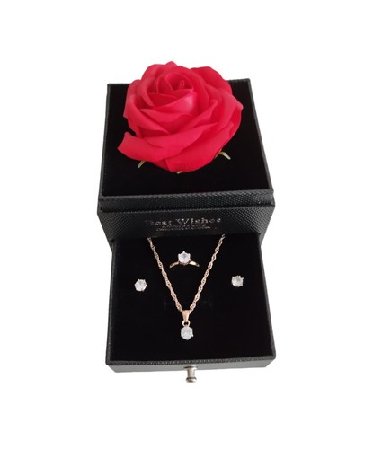 Rosa Eterna Stabilizzata set Collana Orecchini Anello idea regalo San Valentino