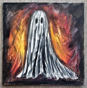 Original Painting Ghost Story Creepy Spirit Spooky Halloween Haunted House Art - Picture 1 of 1