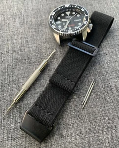 Marine Nationale MN Nylon Watch Strap / Black / PVD Steel - 18/20/22mm - Picture 1 of 7