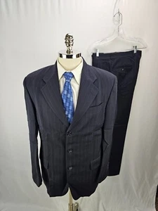 Paul Dione men's Blue Stripped Wool Suit 40R 34x30 - Picture 1 of 7