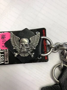Genuine Hair Glove Vest Extenders- Crossbones w/Wings 7.7" 08617 - Picture 1 of 2