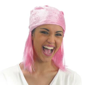 Parrucca rosa liscia con bandana - Foto 1 di 1