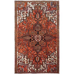 4'9"x8'1" Vivid Orange Vintage Zoroastrian Heris Pure Wool Hand Knotted Rug R294 - Picture 1 of 7
