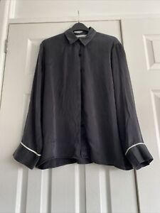 Zara Black Silk Mix Pyjama Top Size Medium