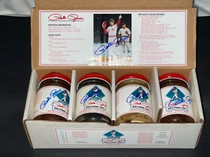 Pete Rose Ballpark Cafe * 5 signierte * Dip- und Saucengläser und Original Vitrine - Bild 1 von 17