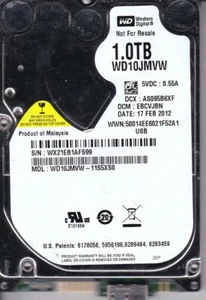 WD WD10JMVW-11S5XS0 dcm: EBCVJBN sn: WX21E FEB 2012 Malaysia 1TB USB 3.0 5216 - Picture 1 of 2