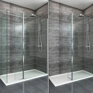 Wet Room Glass Screen Walk In Shower Enclosure and Tray and 300mm Flipper Panel - Picture 1 of 15