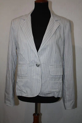Blazer CAbi tamanho 6 leve namorado listra de giz forrado floral estilo jaqueta #903 - Imagem 1 de 4