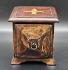 Antique Victorian Oak Jewelry Box with Copper Fittings France circa 1900