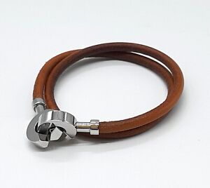 Hermes Bracelet choker Lancelot leather bracelet silver hardware Authentic