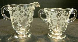 Vintage Fostoria Baroque Navarre Crystal Creamer & Sugar Bowl Excellent Cond - Picture 1 of 10