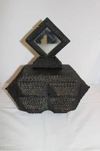 Antique Tramp art Primitive Keepsake Box with Mirror - Picture 1 of 8