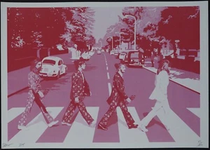 Death NYC ""Crossing Pink"" firmado a mano limitado 100 ex Serigrafía 32 x 45 cm - Imagen 1 de 8